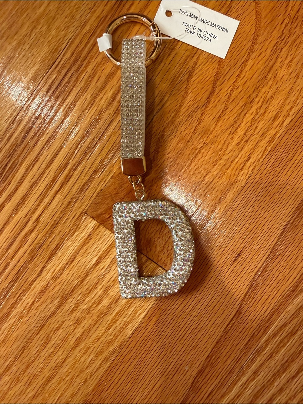 Rhinestone 'D' Initial Keychain - Silver Sparkle